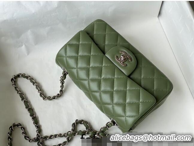 Trendy Design Chanel Lambskin Classic Mini Flap Bag A69900 Tea Green/Silver 2022