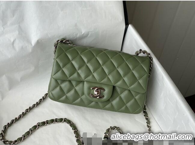 Trendy Design Chanel Lambskin Classic Mini Flap Bag A69900 Tea Green/Silver 2022