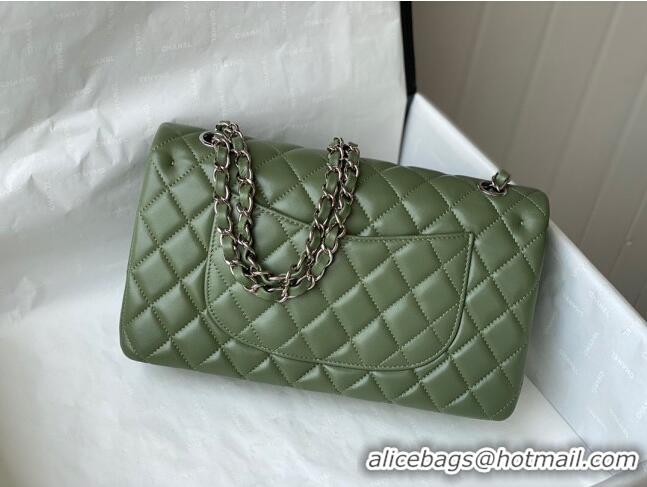 Well Crafted Chanel Quilted Lambskin Classic Medium Flap Bag A01112 Green/Silver 2022