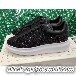 Good Quality Alexander McQueen Oversized Sneakers in Overall Crystal Black 072327