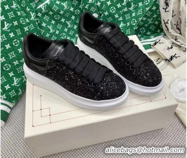 Good Quality Alexander McQueen Oversized Sneakers in Overall Crystal Black 072327