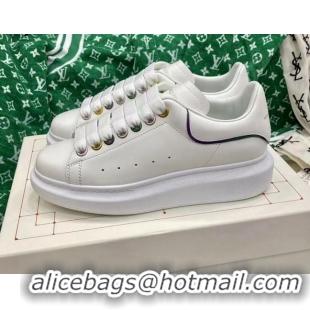 Discount Alexander McQueen Oversized Sneakers in White Silky Calfskin 072339