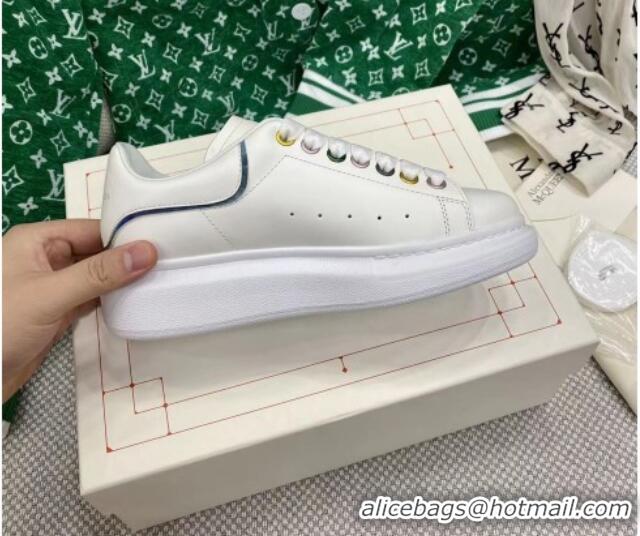 Discount Alexander McQueen Oversized Sneakers in White Silky Calfskin 072339