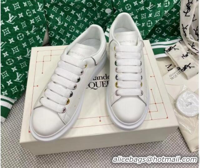 Discount Alexander McQueen Oversized Sneakers in White Silky Calfskin 072339