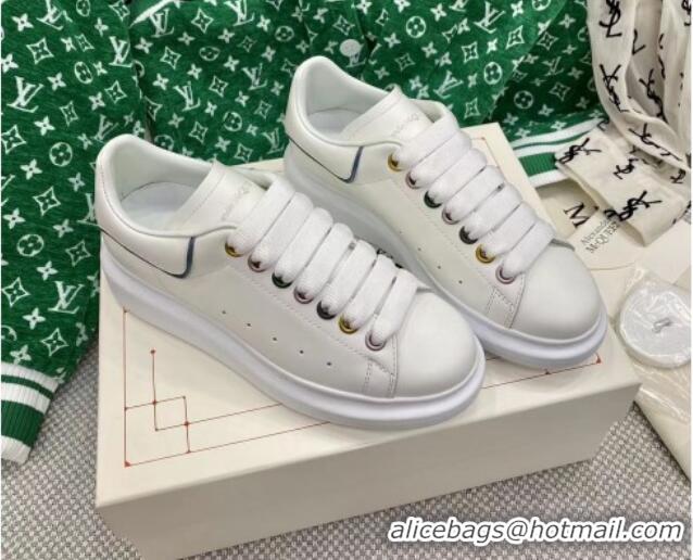 Discount Alexander McQueen Oversized Sneakers in White Silky Calfskin 072339