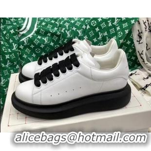 Top Design Alexander McQueen Oversized Sneakers in Silky Calfskin White/Black 072341