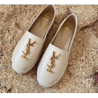 Grade Saint Laurent YSL Lambskin Espadrilles Beige 0720115