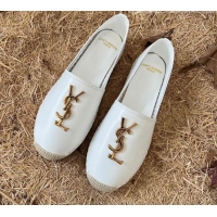 Low Price Saint Laurent YSL Lambskin Espadrilles White 0720116