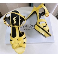 Sophisticated Saint Laurent Tribute Platform 10cm Sandals in Patent Grainy Leather 82304 Yellow