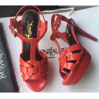 Discount Saint Laurent Tribute Platform Sandals in Patent Leather 82310 Red