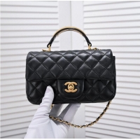 Promotional CHANEL 22B mini CF flap bag with Gold hardware top handle AS2431 Black