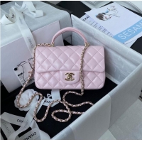 Well Crafted CHANEL 22B mini CF flap bag with top handle AS2431 Pink