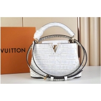 Reasonable Price Louis Vuitton crocodile skin CAPUCINES MINI M48865 light gray