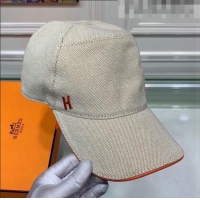 Well Crafted Hermes Canvas Baseball Hat with Side H 0176 Beige 2021