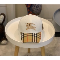 Best Price Burberry TB Check Canvas Baseball Hat with Logo Embroidery BU2501 White 2021