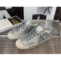 Discount Golden Goose V-Star 2 Sequins Sneaker Silver 080981