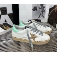 Unique Style Golden Goose Hi Star Silky Calfskin Sneakers White/Light Green 0809103