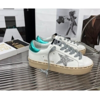 Discount Golden Goose Hi Star Silky Calfskin Sneakers White/Metallic Blue 0809104