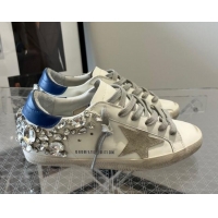 Stylish Golden Goose Super-Star LTD Calfskin Sneakers with Crystal White/Blue 0809122