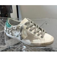 Good Quality Golden Goose Super-Star LTD Calfskin Sneakers with Crystal White/Green 0809123