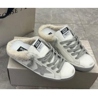 Sumptuous Golden Goose GGDB Super-Star Sabots Mule Sneakers in Leather and Shearling White 101002 