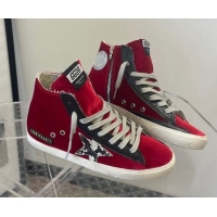 Pretty Style Golden Goose GGDB Francy High-top Sneakers in Suede Red 101005