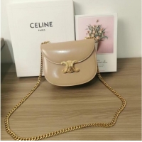 Modern Grade Celine TEEN CHAIN BESACE TRIOMPHE IN SHINY CALFSKIN 110973 Light Apricot