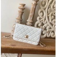 Good Product CHANEL WALLET ON CHAIN Lambskin & Gold-Tone Metal 88632 white