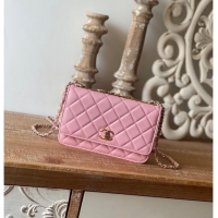 Trendy Design CHANEL WALLET ON CHAIN Lambskin & Gold-Tone Metal 88632 pink