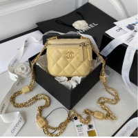 Reasonable Price CHANEL SMALL VANITY WITH CHAIN Lambskin & Gold-Tone Metal AP2931 light yellow