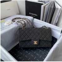 Good Product CHANEL CLASSIC HANDBAG Printed Denim & Gold-Tone Metal 1112 BLACK