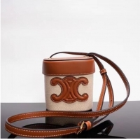 Promotional Celine MINI TEEN CLASSIC BAG IN TRIOMPHE CANVAS AND CALFSKIN 199263 brown