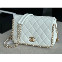 Unique Style Chanel SMALL Flap Bag Grained Calfskin & Gold-Tone Metal AS3467 white