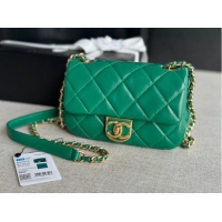 Promotional Chanel MINI FLAP BAG Lambskin & Gold-Tone Metal AS3473 green