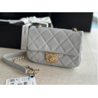 Pretty Style Chanel MINI FLAP BAG Lambskin & Gold-Tone Metal AS3473 gray