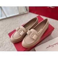 Durable Salvatore Ferragamo Alice Vara Bow Calfskin Loafers Nude 2101175