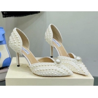 Grade Quality Jimmy Choo Pearl Pumps 8.5cm White 0622578