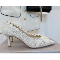 Low Cost Jimmy Choo Lace Medium Heel Pumps 6.5cm White 070417