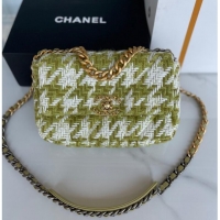 Good Product CHANEL 19 LARGE HANDBAG AS1160 Green & Ecru