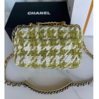 Good Product CHANEL 19 LARGE HANDBAG AS1160 Green & Ecru