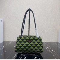 Good Product Prada Small embroidered fabric Symbole bag 1BA368 green