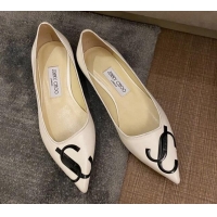 Low Price Jimmy Choo JC Leather Flat Ballet White 2071177