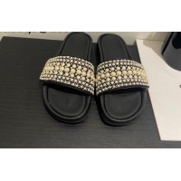 Unique Style Jimmy Choo Fallow Pearl Flat Slide Sandals Black 072199