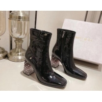 Good Quality Jimmy Choo Ibyrelle Patent Leather High Heel Ankle Boots 8.5cm Black 0825110