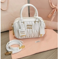 Best Design Miu Miu Original Leather Top-handle Bag With Strap 5BG184 White