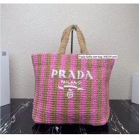 Promotional Grade Prada Raffia tote bag 1NE229 pink