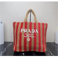 ow Cost Prada Raffia tote bag 1NE229 red