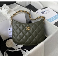 Luxury Cheap Chanel SMALL BAG Lambskin & Gold-Tone Metal AS3562 GREEN