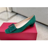 Sophisticated Roger Vivier Suede pumps 4cm Green 072217