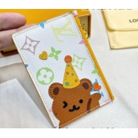 Top Design Louis Vuitton Monogram Canvas Coin Card Holder Wallet Bear M2680 White 2022